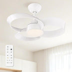 FANX 22 Inch Ceiling Fan with Light and Remote, Quiet DC Motor, Dimmable LED, Reversible 3-Speed Control, Easy Installation Flush Mount Fan for Small Rooms (White)
