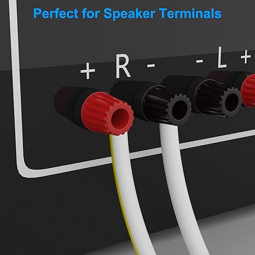 Mygatti 12AWG Speaker Wire 75 FT, 12/2 Gauge Audio Speaker Wire, for Car Speakers Stereo, Home Theater, Automotive Wire, White Jacket with Yellow Polarity Marker, CCA, 2 Conductors Electrical Wire