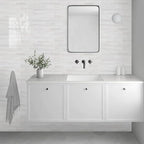 Vamos Tile 100-Piece Glossy Dolomite White Peel and Stick Backsplash Tile,3''x6'' PVC Subway Tile with White Grout, Stick on Backsplash for Kitchen/Bathroom/Fireplace