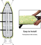 ZCFYGDX Fresh White Daisy Print Ironing Board Cover, Resist Scorching & Staining, Easy to Install Resistant Elastic Edges, 3 Nylon Buckle Straps Fasteners, Protective Scorch Cloth Covers Size-M
