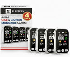 4‑in‑1 Upgraded Natural Gas Leak Detector & Carbon Monoxide Detectors Plug‑in with Dual Sensor, LCD Display Alarms, Temperature & Humidity Monitor for Home & RV (4 Pack)