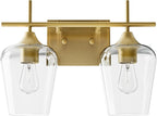 VONLUCE Bathroom Vanity Light, 2-Light Bathroom Light Fixture Over Mirror, Vanity Light Fixtures with Clear Glass, Modern Wall Sconce for Bathroom Bedroom Hallway Kitchen, Brushed Gold