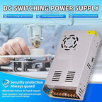 HuanQiuSensmart 110V AC to 12V DC Transformer, 12V 500W 40A Switching Power Converter, Built-in Cooling Fan, with Various Power adapters.
