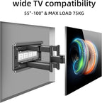 HILLPORT 86 98 TV Wall Mount 55-100 inch Full Motion Bracket Large Screen Led Heavy Duty Swivel Tilt Sliding Adjustable Articulating, max vesa 800x600mm Load 165 lbs DY995