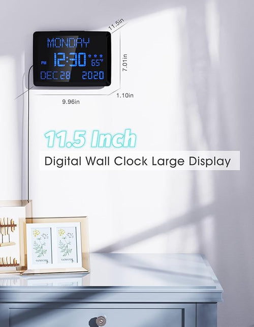 11.5" Large Display Digital Calendar Clock for Seniors, Digital Clock with Date and Day of Week for Elderly, 3 Alarms, 5 Dimmer, Temperature, Alarm Clock for Bedroom Living Room