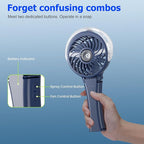 HandFan 2025 Upgraded Portable Misting Fan, Two Button Easy Operation, Handheld Rechargeable Mister Fan, Spray Water Mist Fans, Mini Electric Cooling Fans for Travel, Outdoors, Disney(Royal Blue)