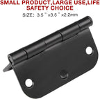 108 Pack Rounded Matte Black Door Hinges 3.5 Inch 5/8" Radius for Interior 3 1/2" Flat Iron Bifold Residential Standard Hinge Bedroom Indoor for Doors 3 ½"Hardware Heavy Duty Steel Regular Home Kit