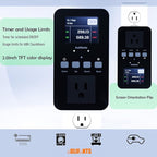 Aulifants LP405 25A Heavy Duty Smart Plug Meter Sockets Industrial Energy Monitor Trip-Rate Billing, OVP/UVP/OLP Color Screen Magnetic Relay Offline Logging WiFi Tuya/Smart Life for AC/Heaters