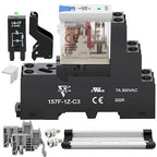 12Amp Power Relay Switch with Test Button SPDT 1NO 1NC with LED Indicator Light and Socket Base UL Certification (5 Pin- 12A, DC 24V)