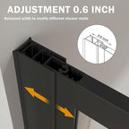 Goodyo 46 in. W x 72 in. H Bathroom Shower Glass Door Framed Tempered Clear Glass Shower Screen Panel for Walk-in Bathroom, Multiple Grid Pattern, 3-Pieces Glass, Matte Black