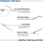 LUXRITE 2x2 FT Edge-Lit Frame LED Panel Lights, 5CCT Selectable 3000K-6500K, 2600/3900/5200LM, 20W/30W/40W Switch, Grid Drop Ceiling Lights, 0-10V Dimmable, Damp Rated, 100-277V, ETL Listed