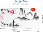 Japan Traditional Painting Extended Big Mouse Pad Large,XL Gaming Mouse Pad Desk Pad,31.5x11.8inch Long Computer Keyboard Mouse Mat Mousepad with 3mm Non-Slip Base for Home Office Work-Boating Sunset