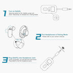 SafeFly Dual Bluetooth Transmitter, 3.5mm AUX Wireless Audio Adapter W/Screen for Airplanes to Wireless Headphones, APTX Low Latency, Dual Pairing, 30H Battery, Audio Adapter for TV/Gym/Gaming -Black