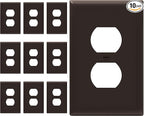 ENERLITES Duplex Receptacle Outlet Wall Plate, Gloss Finish, Midway Size 1-Gang 4.88" x 3.11", Unbreakable Polycarbonate Thermoplastic, UL Listed, 8821M-BR-10PCS, Brown (10 Pack)