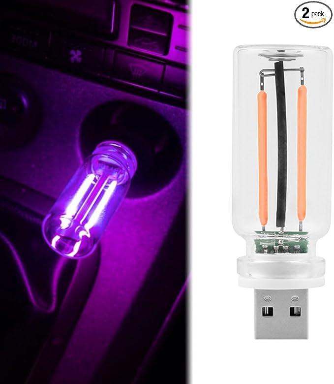 USB Ambient Light, RGB LED USB Light for Car, Laptop and Desk – VISB (Violet)