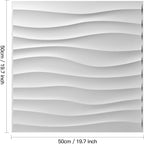 Art3d 12 Pack 3D Wave Design Wall panels 19.7"x19.7" PVC Panel for Interior Wall Decor Living Room, Office, TV Background, White