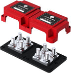 AMOMD 400A Bus Bar 8 M10 (3/8 inch) Terminal Studs Modular Design Tin Plated Copper Distribution Block Positive Pole Electrical Buss Bars 12-48 V DC with Cover for Trailer Marine Boat Car RV