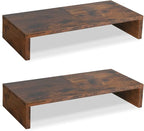 TEAMIX 2 Pack Monitor Stand Riser-20 inch, Wooden Tabletop Shelf for TV/PC/Laptop/Printer, Rustic Brown Monitor Riser with Storage, Computer Stand Ergonomic Design
