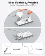 UEQ Foldable 3 in 1 Wireless Charging Station for Apple Compatible with Magsafe Charger Stand,Magnetic Wireless Charger Station for iPhone 17 Air 16 15 14 13 12 Series,Airpods Pro,Apple Watch (White)