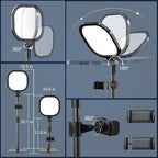 LitONES 2Pcs Desktop Video Conference Lighting for Zoom Meeting, Computer, Laptop, Work from Home with Nature Soft Light, Adjustable Brightness & Color Temp and Flexible Stand & Versatile Phone Holder