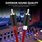 Goalfish RCA Cable, 10 FT 2-Male to 2-Male RCA Audio Cord Stereo Subwoofer Cable [2Pack, Hi-Fi Sound, Shielded] Auxiliary Cord for Home Theater, HDTV, Amplifiers, Hi-Fi Systems, Speakers-Red