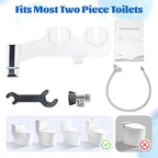 Bidet Attachment, Self-Cleaning Dual Retractable Nozzles Bidet,Ultra Slim Fresh Water Non-Electric Bidet Attachment for Toilet-Seat,Adjustable Cold Water Pressure for Hygienic Rear & Feminine.