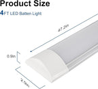 colmeguna 2 Packs 4FT LED Batten Light, Ultra-Thin Ceiling Surface Mounted Light, 40W, 4000K, IP20, LED Ceiling Lamp for Garage, Shop, Hallway, Office, Market, ver.2