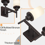 AONEON Wall Lights Over Mirror Bathroom Vanity Light Fixtures with White Frosted Glass, Double Wall Sconces for Hallway Entrance, Oil Rubbed Bronze T001ORB-L2