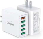 50W USB Wall Charger Block,2Pack 5-Port Charger Fast Charging Block QC 3.0 Multiport Box Brick Cube USB A Wall Plug for iPhone 17/16/15/14 Pro Max Plus, iPad,Galaxy, LG, Moto, Android Phones,AirPorts