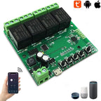 Newgoal 4-Channel WiFi Smart Switch Relay Module, TUYA/Smart Life App for Smart Home Remote Control, Momentary Time Adjustable, Compatible with Alexa/Google Assistant