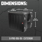 Gator Cases Pro Series 10U Rack Case with Standard 19" Depth, Roto Molded Made in USA (G-PRO-10U-19)