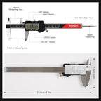 Simhevn Digital Caliper Measuring Tool,with Large LCD Screen, Easy Switch Inch/MM/Fraction,6inch/150mm Stainlee Steel Caliper and 8inch/200mm Stainlee Steel Ruler for DIY/Household