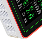 Air Quality Meter 18 in 1 Portable Battery Powered Indoor Air Quality Monitor with CO2 TVOC HCHO PM2.5 PM10 Temp Humidity Detection Data Storage for Home Office School