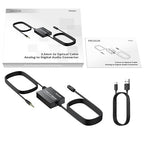 PROZOR 3.5mm to SPDIF Converter Analog to Digital Audio Cable ADC Adapter for Enhanced Sound Toslink Optical Output 3.5mm to Optical Cable for Gaming Consoles Computers and Projectors etc