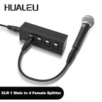 HUALEU 3Pin XLR 1 Male to 4 Female Splitter,4WAY XLR Four-Input and one-Output Parallel Connection Adapter,Four Microphone inputs Converted to one Output,4 in to 1 Out Aduio Splitter