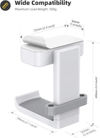 Lamicall Headphone Stand, Sticky Headset Hanger - 360 Degree Rotation Earphone Adhesive Hook Holder Mount, Table Headphone Stand with Cable Organizer, Headset Clamp for HyperX, Sennheiser -White