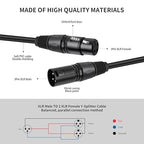 5 Pack XLR Splitter Cable,1 Maleto 2 Female, 1.5FT Stereo Mic to L&R Audio Y-Splitter Cable
