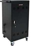 OFLILAK 45-Device Mobile Charging Cart with Charging Power Strip and Front and Rear Access Locks, Cable Management, Up to 17"", Safe Charging Cabinet for Ipads, Chromebooks, Tablets, Laptops Black