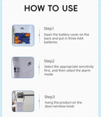 Door Alarm – ABS 120dB Battery Powered Vibration Sensor | Handle Entry Security Alert Device | Portable Indoor Anti Theft Protection for Travel Hotel Rooms Homes Apartments Glass Safety Use