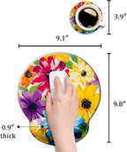 Ergonomic Mouse Pad with Wrist Support,Mouse Pad with Wrist Rest and Coaster Set,Office Supplies Non-Slip Mouse Pads for Desk, Non-Slip Comfortable,Colorful Floral