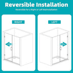 Pivot Swing Shower Door, Adjustable Width 58.9-60" W x 74" H Semi-Frameless Shower Glass Door with 5/16 in (8mm) Clear SGCC Tempered Glass with Nano Easy-Clean Coating (Matte Black)