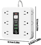 Multi-Outlet Electrical Strip - 16-AC Socket Extension, 50cm Desk Home Dorm Wall with, Safety Surge Protector with Cord, Smart Outlet Strip for TV Phone Refrigerator Kitchen Living Room