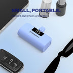 CHARGEWORX Mini Portable Charger Power Bank with Built-in USB-C Connector, Compact 5,000 mAh Power Bank with Fast-Charge Dual Output, Pass-Through Charging, LCD Display for Battery Status, Coral Blue