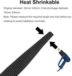 MECCANIXITY Braided Cable Sleeves Heat Shrinkable Fabric Sleeving, 7/8" 3ft Black 2:1 Ratio Heat Shrinkable Cord Protector for Harness Cable, Network Cable Protection, Cable Management