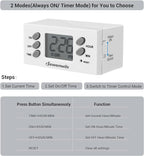 DEWENWILS 24 Hour Outlet Timer, 125V 15A 1000W Timers for Electrical Outlets, 1 Polarized Outlet, Digital Light Timer for Indoor Lamp, Fan, Aquarium, 1/2 HP, 2 Pack, UL Listed