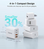 40W USB C Charger Cube, 2-Pack Wall Plug Fast Charging Block, 4-Port PD+QC Power Adapter Multiport Brick Type C Box for iPhone 17/16/15/14/13/12/11/Pro Max/XS/XR/8/7, Tablets, Cellphones
