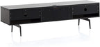 SONOROUS ST-360 Premium TV Stand for Living Room – Modern TV Stands & Entertainment Center with Storage – Black Glass & White Wood Cover – Luxury Media Console with Metal Legs for TVs up to 75 inches