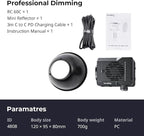 SmallRig RC 60C RGB LED Video Light, 3400mAh Battery 45min Runtime, APP Control, Potable Palm-Sized Continuous Output Lighting 2500K-10000K, for Photography/Video/Studio, Lite Edition