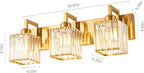 FDPBY Modern Bathroom Vanity Light 3-Lights Gold Crystal Wall Lamp Bathroom Modern Crystal Vanity Lighting