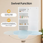 Ropoana Wall Mount Ironing Board Cabinet, Built-in Swivel Ironing Board Foldable with Storage, Wall Hanging with Mirror, Foldable Iron Storage Station for Home, Apartment, Checkrooms, White